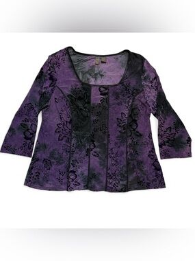 Sere Nade NY Dark Academia Whimsy Goth Velvet Purple Top Womens Size 1X